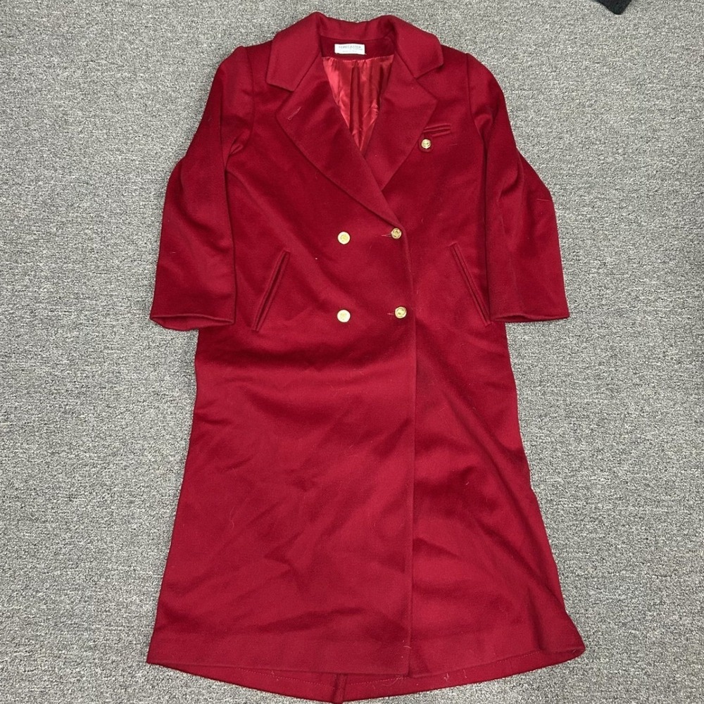 Forecaster of Boston Overcoat Women L Red Vintage Double Breasted Gold Button